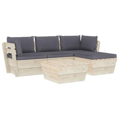 vidaXL 5-delige Loungeset met kussens pallet vurenhout vidaXL 5-delige Loungeset met kussens pallet vurenhout