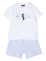 Il Gufo ensemble short-t-shirt à rayures - Blanc - thumbnail