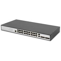 DIGITUS Gigabit Ethernet Netwerkschakelaar - 19 inch - 24 poorten - 4 x uplink (SFP/RJ45) - Layer 2 Managed - CLI-Port - Zwart