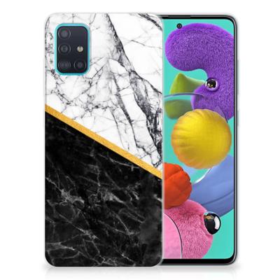 Samsung Galaxy A51 TPU Siliconen Hoesje Marmer Wit Zwart - Origineel Cadeau Man Samsung Galaxy A51 TPU Siliconen Hoesje Marmer Wit Zwart - Origineel Cadeau Man
