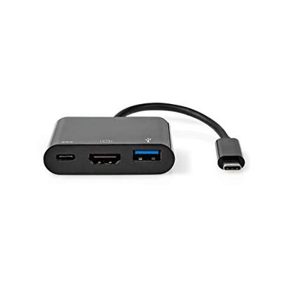 USB-C naar HDMI, USB-A en USB-C PD 60W adapter - DP 1.2 / HDMI 1.4 / DP Alt Mode (4K 30Hz) / zwart - 0,20 meter