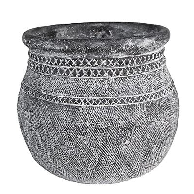 Clayre & Eef Bloempot Ø 32x29 cm Grijs Steen Rond Woondecoratie