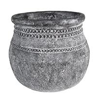 Clayre & Eef Bloempot Ø 32x29 cm Grijs Steen Rond Woondecoratie
