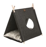 Trixie kattenmand tent elfie met kussen vilt antraciet 50x46x52 cm - thumbnail