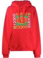 Gucci sweat à capuche à logo imprimé - Rouge - thumbnail