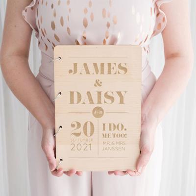 Houten gastenboek modern paper Houten gastenboek modern paper