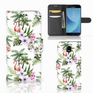 Samsung Galaxy J5 2017 Telefoonhoesje met Pasjes Flamingo Palms