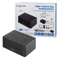 LogiLink QP0028 basisstation voor opslagstations USB 3.2 Gen 2 (3.1 Gen 2) Type-C Zwart - thumbnail