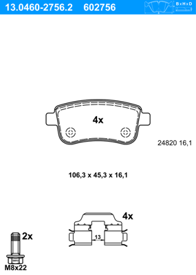 Remblokkenset, schijfrem ATE, u.a. fÃ¼r Renault