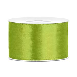 1x Groene satijnlint rollen 3,8 cm x 25 meter cadeaulint verpakkingsmateriaal   -