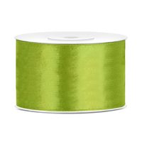 1x Groene satijnlint rollen 3,8 cm x 25 meter cadeaulint verpakkingsmateriaal   - - thumbnail