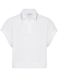 Brunello Cucinelli polo à ornements métalliques - Blanc