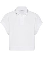 Brunello Cucinelli polo à ornements métalliques - Blanc