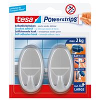 tesa POWERSTRIPS® Zelfklevende haak Large ovaal Chroom (mat) Inhoud: 2 stuk(s) - thumbnail