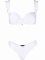 Noire Swimwear bikini à détails en lurex - Blanc