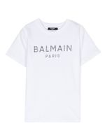 Balmain Kids t-shirt en coton à logo strassé - Blanc