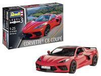 Revell Corvette C8 Coupé Modelbouwset, gedetailleerd niveau 3 auto-bouwpakket, 100 delen, schaal 1:25, voor kinderen en volwassenen vanaf 10 jaar