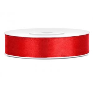 1x Rood satijnlint rol 1,2 cm x 25 meter cadeaulint verpakkingsmateriaal