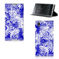 Mobiel BookCase Sony Xperia L1 Angel Skull Blauw