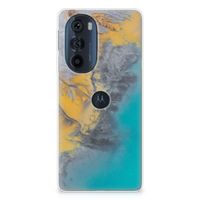 Motorola Edge 30 Pro TPU Siliconen Hoesje Marble Blue Gold - thumbnail