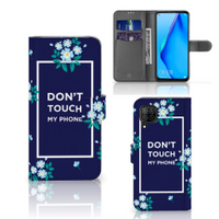 Huawei P40 Lite Portemonnee Hoesje Flowers Blue DTMP