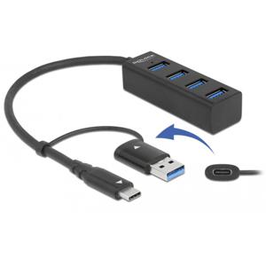 DeLOCK 63828 interface hub USB 3.2 Gen 1 (3.1 Gen 1) Type-A + Type-C 5000 Mbit/s Zwart