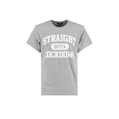 America Today T-shirt Eddy varsity met tekst grijs melange