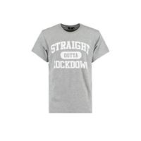 America Today T-shirt Eddy varsity met tekst grijs melange