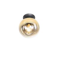 QAZQA Art deco plafondlamp zwart met goud glas - pallon