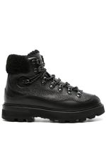 Moncler bottines en cuir à bord en fourrure artificielle - Noir