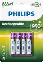 PHILIPS AAA-Batterijen - HR03 Oplaadbare Batterijen - NiMH 1.2V - 1000 Keer Herladen - 950mAh