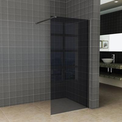 Inloopdouche 100x200cm Antikalk Rookglas 8mm Mat Zwart Veiligheidsglas