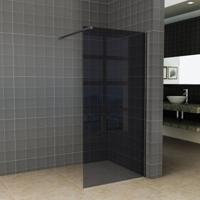 Inloopdouche 100x200cm Antikalk Rookglas 8mm Mat Zwart Veiligheidsglas