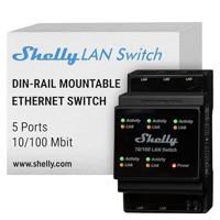 Shelly LAN-switch voor DIN rail | 5 RJ45-poorten | eenvoudige installatie en configuratie