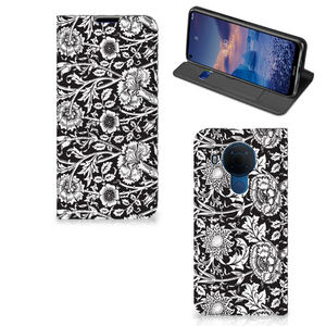 Nokia 5.4 Smart Cover Black Flowers