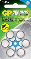GP ZA675 pak van 6 batterijen met zink luchtknop compatibel met PR44/DA675X/AC675E