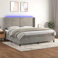 vidaXL Boxspring met matras en LED fluweel lichtgrijs 200x200 cm