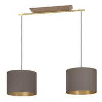 Stars of Light 2-lichts hanglamp Santandria goud met bruine kap 390336