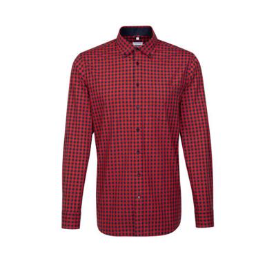 Seidensticker geruit slim fit overhemd rood/donkerblauw Seidensticker geruit slim fit overhemd rood/donkerblauw