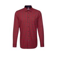 Seidensticker geruit slim fit overhemd rood/donkerblauw