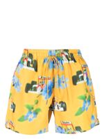 RHUDE short de bain à imprimé graphique - Jaune