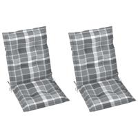 vidaXL Tuinstoelkussens 2 st ruitpatroon 100x50x7 cm grijs