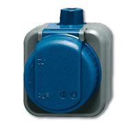 Busch-Jaeger Busch-duro WDI wandcontactdoos 2-polig met klapdeksel randaarde, blauw