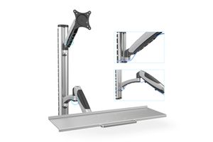 Digitus DA-90354 Monitor-wandbeugel 1-voudig 38,1 cm (15) - 68,6 cm (27) Zwart, Zilver In hoogte verstelbaar, Toetsenbordhouder, Kantelbaar, Zwenkbaar,