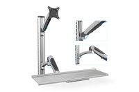 Digitus DA-90354 Monitor-wandbeugel 1-voudig 38,1 cm (15) - 68,6 cm (27) Zwart, Zilver In hoogte verstelbaar, Toetsenbordhouder, Kantelbaar, Zwenkbaar, - thumbnail