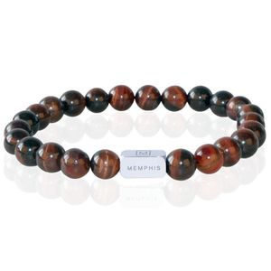 Memphis Kralen Armband Rood Tijgeroog & Silver