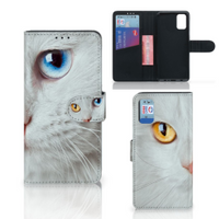 Samsung Galaxy A41 Telefoonhoesje met Pasjes Witte Kat