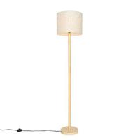 QAZQA Landelijke vloerlamp hout met linnen kap beige 32 cm - Mels - thumbnail