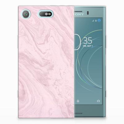 Sony Xperia XZ1 Compact TPU Siliconen Hoesje Marble Pink - Origineel Cadeau Vriendin Sony Xperia XZ1 Compact TPU Siliconen Hoesje Marble Pink - Origineel Cadeau Vriendin