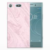 Sony Xperia XZ1 Compact TPU Siliconen Hoesje Marble Pink - Origineel Cadeau Vriendin